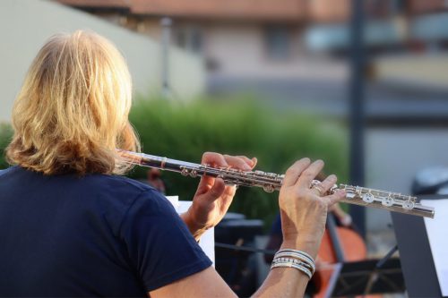Solo für Querflöte, Probe des Orchesters Saitenwind.
